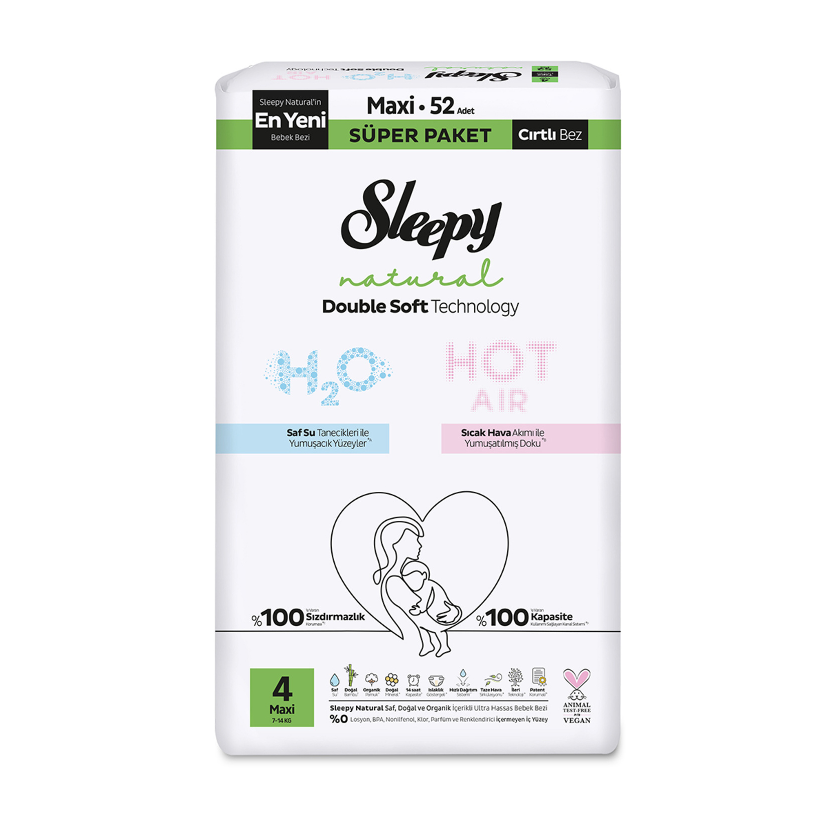 Sleepy Natural Double Soft 4 No 7-14 Kg 52'li