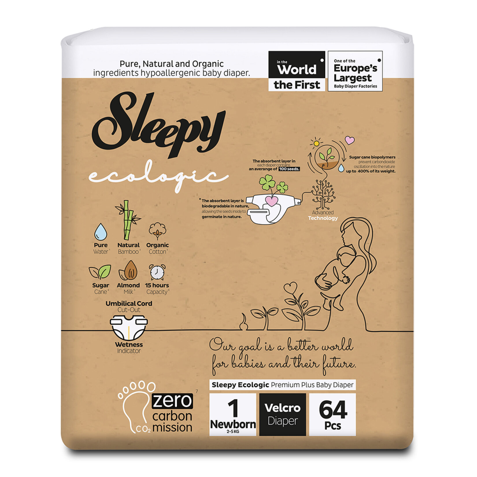 Sleepy Ecologıc Bebek Bezı 1 Beden Yenıdogan 2-5 Kg 64'Lu